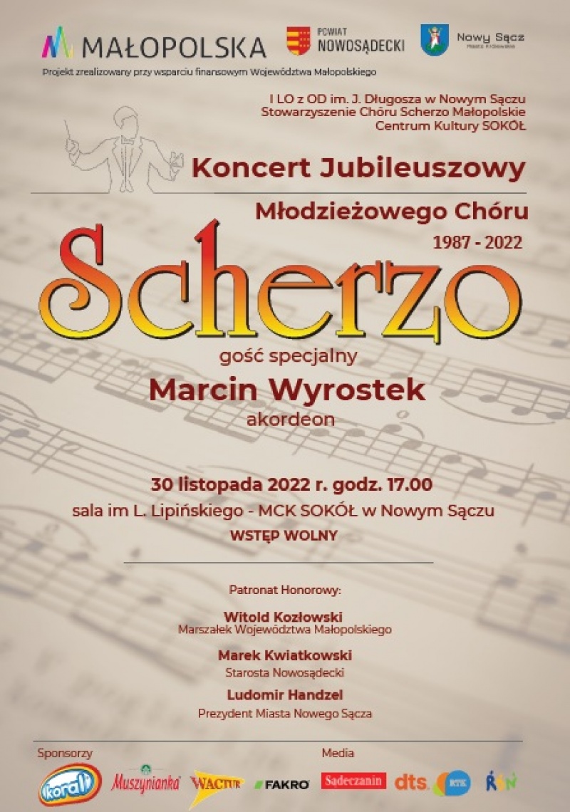 35-lecie Młodzieżowego Chóru SCHERZO - Prezydent zaprasza na koncert